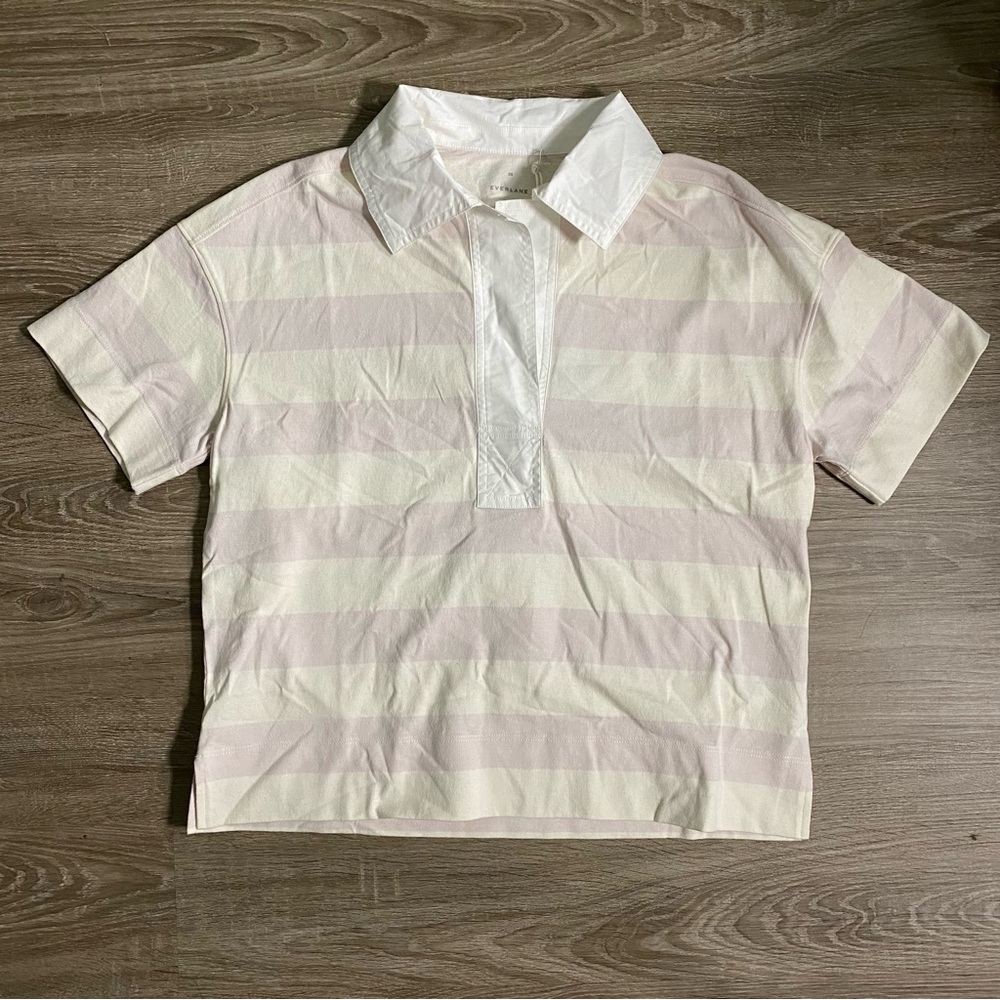 Everlane Short Sleeve The Retro Jersey Purple & White - Picture 4 of 4